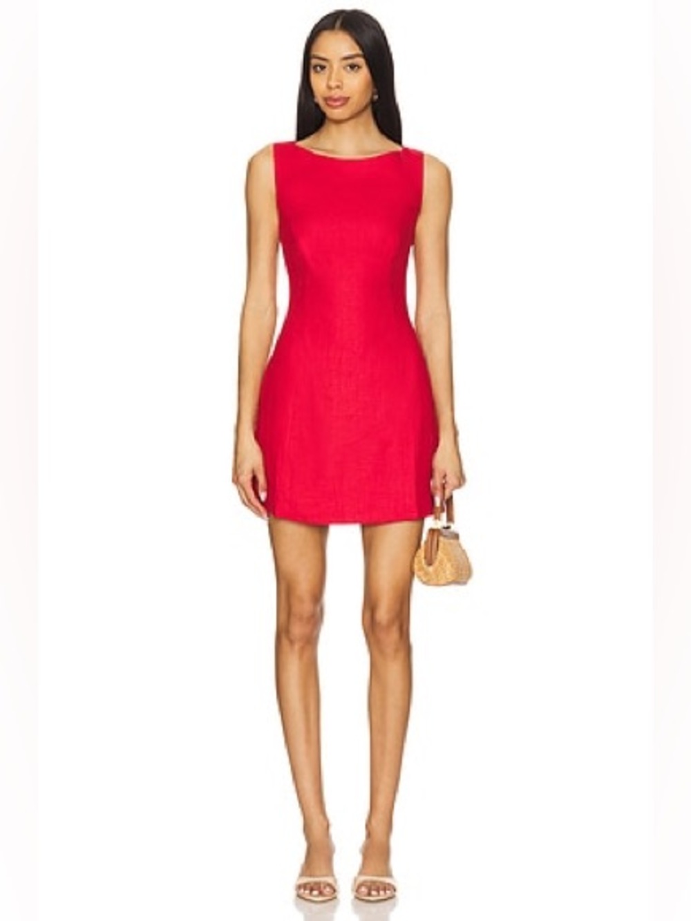 Faithfull Lydie Linen Mini Dress Red Sz 6